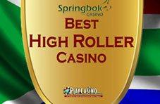 Springbok's own artwork: a 'Best High Roller Casino' badge credited to PlayCasino